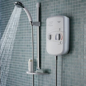 Bristan Electric Showers 10.4Kw Electric Shower With Riser Rail Kit In White.