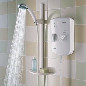 Bristan Electric Showers 9.5Kw Evo Electric Shower With Riser Rail Kit In White.