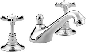 Bristan 1901 Three Hole Basin Mixer Faucet & Pop Up Waste, Chrome Plated.