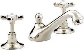 Bristan 1901 Three Hole Basin Mixer Faucet & Pop Up Waste, Gold Plated.