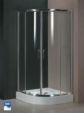Tab Milano 800x800 quadrant shower enclosure with double sliding doors.
