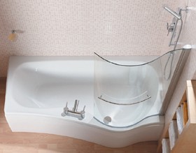 Saninova Complete Shower Bath (Right Hand).  1500x900mm.