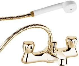 Deva Profile Bath Shower Mixer Faucet With Shower Kit And Wall Bracket (Gold).