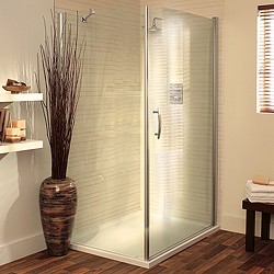 Lakes Italia 900x800 Shower Enclosure With Pivot Door & Tray (Silver).