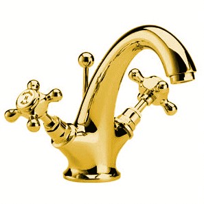 Hudson Reed Topaz Mono basin mixer faucet (Antique Gold) + Free pop up waste