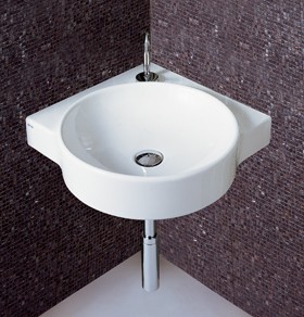 Flame Corner Wall Hung Basin With 1 Faucet Hole. 495 x 495mm.