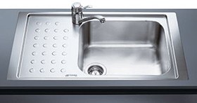 Smeg Sinks 1.0 Bowl Low Profile Stainless Steel Sink, Left Hand Drainer.