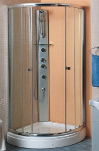 Hydra Pro 950x950 Quadrant shower enclosure with shower tray.
