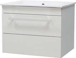 Ultra Design Wall Hung Vanity Unit, Drawer & Basin (White). 600x450mm.