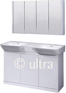 Ultra Lux Bathroom Furniture Set With Double Basin (White).