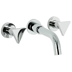 Ultra Isla 3 Faucet hole wall mounted bath filler with small spout.