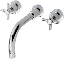 Hudson Reed Tec 3 Faucet Hole Wall Mounted Bath Faucet With Cross Handles.