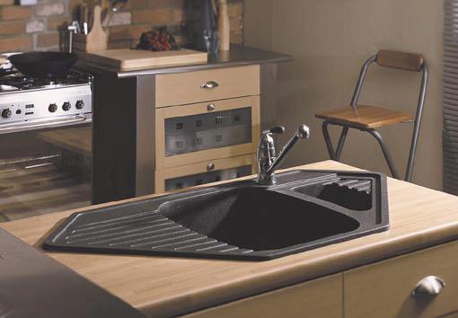 Additional image for Vector 1.5 bowl black composite corner kitchen sink.