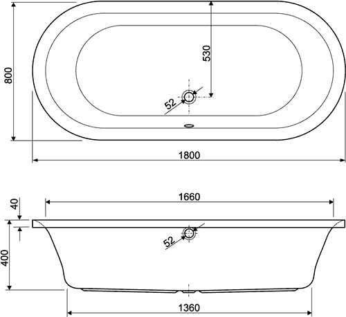 Additional image for Double Ended Bath. 1800x800mm.