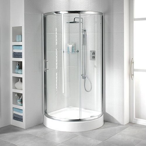 Additional image for 950mm Quadrant Shower Enclosure & Tray (Sliding Door, Silver).