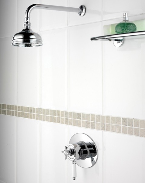 Additional image for Traditional Thermostatic Shower Valve And Shower Head, Chrome.