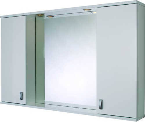 Additional image for 2 Door Bathroom Cabinet, Lights & Shaver.  1130x710x150mm.