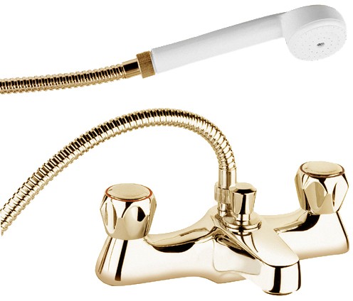 Additional image for Bath Shower Mixer Faucet With Shower Kit And Wall Bracket (Gold).