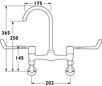 Additional image for Lever Bridge Sink Faucet, 6" Long Handles, Wall Mounted.