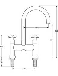 Additional image for Bridge Kitchen Sink Mixer Faucet With Swivel Spout.