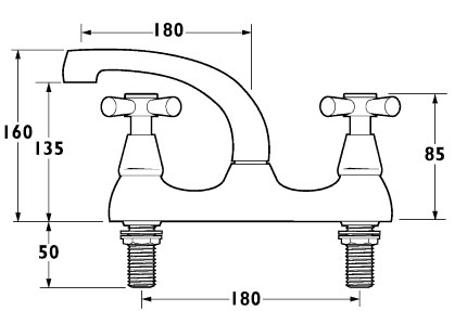 Additional image for Milan Deck Mounted  Sink Mixer with Swivel Spout.
