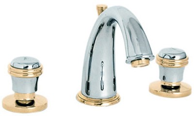 Additional image for 3 Hole Basin Mixer Faucet With Pop Up Waste (Chrome And Gold).
