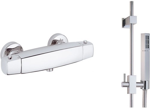 Additional image for Exposed thermostatic shower valve with slide rail shower kit.