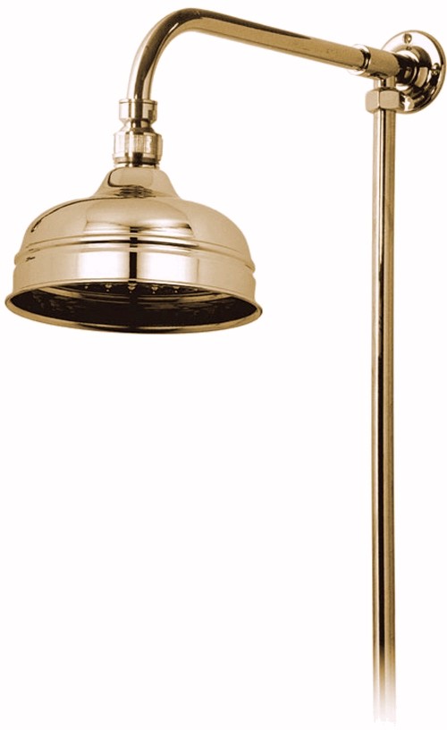 Additional image for Traditional rigid riser in gold with 6" shower head.