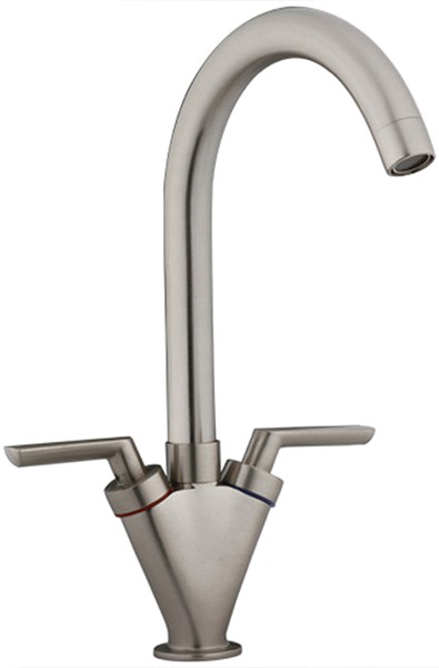 Additional image for Grace Kitchen Faucet With Twin Lever Controls (Brushed Steel).