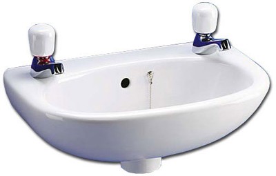 Additional image for 2 Faucet Hole Wall Hung Basin With Hangers. 355mm.
