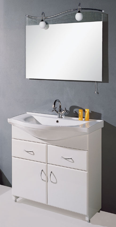Additional image for Muros 800mm white vanity unit with one piece ceramic basin.