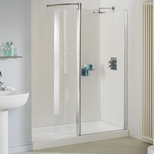 Additional image for 1400mm Glass Shower Screen With Swivel Glass Panel (Silver).