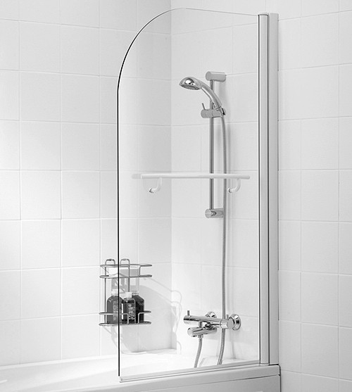 Additional image for 800x1400 Curved Bath Screen With Towel Rail (White).