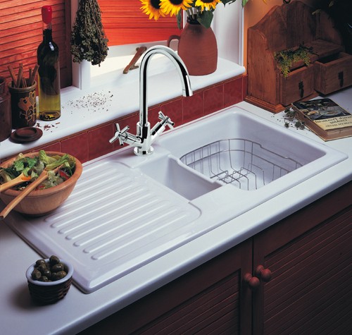 Additional image for 1.5 Bowl Ceramic Kitchen Sink, Left Hand Drainer.