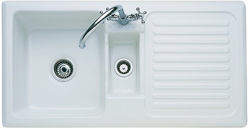 Additional image for 1.5 Bowl Ceramic Kitchen Sink, Right Hand Drainer.