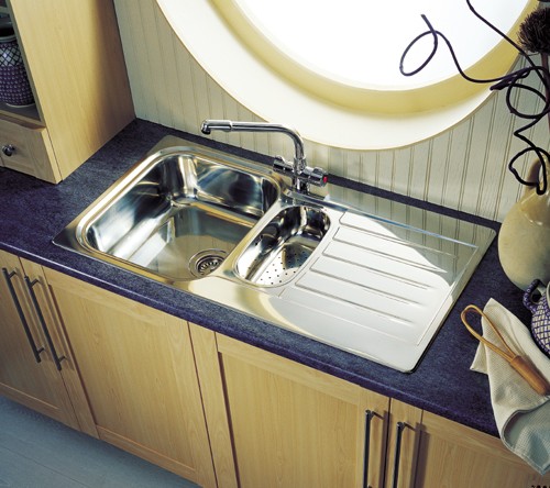 Additional image for Seattle 1.5 bowl stainless steel kitchen sink. Reversible.