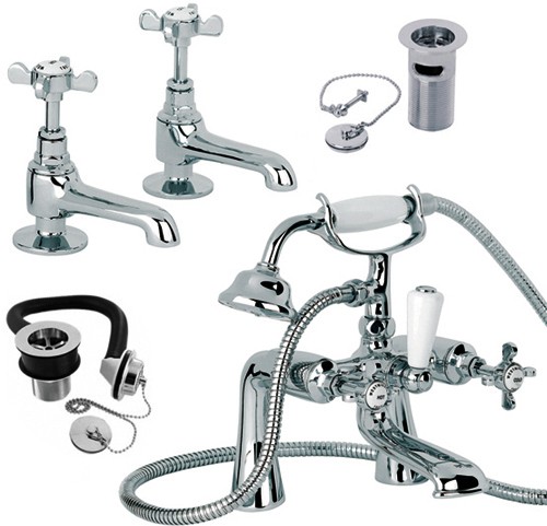 Additional image for Basin & Bath Shower Mixer Faucet Pack With Wastes.