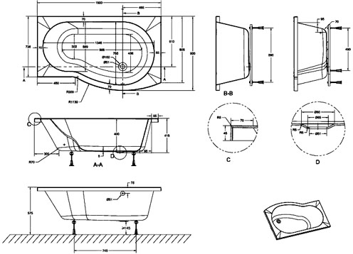 Additional image for Shower Bath With Screen & Panels (1500mm, Right Handed).