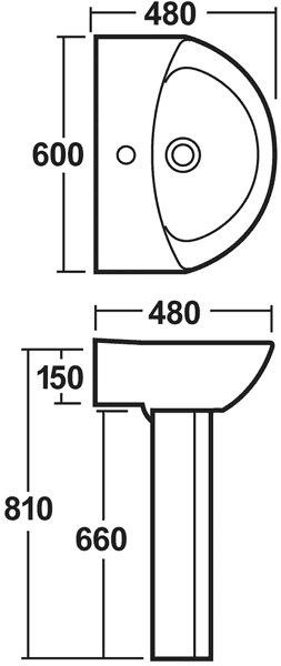 Additional image for Knedlington 4 Piece Suite, Toilet, Seat & 600mm Basin.