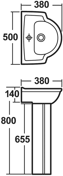 Additional image for Linton 4 Piece Bathroom Suite With Toilet, Seat & 500mm Basin.