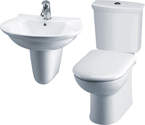 Additional image for Otley 4 Piece Suite, Toilet, Seat, Basin & Semi Pedestal.