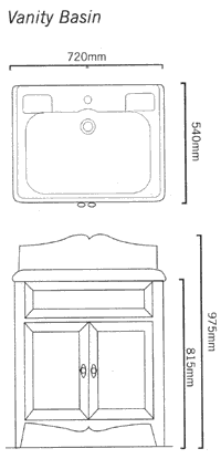 Additional image for Vanity Unit With 1 Faucet Hole  Basin. 735 x 540mm.