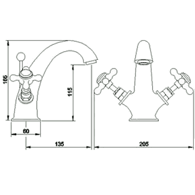 Additional image for Mono basin mixer faucet (Antique Gold) + Free pop up waste