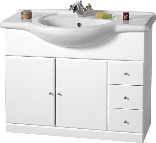 Additional image for 1050mm Contour Vanity Unit with one piece ceramic basin.