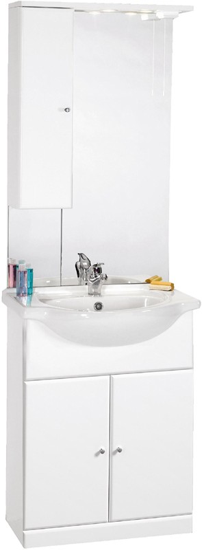 Additional image for 650mm Contour Vanity Unit with ceramic basin, mirror and cabinet.