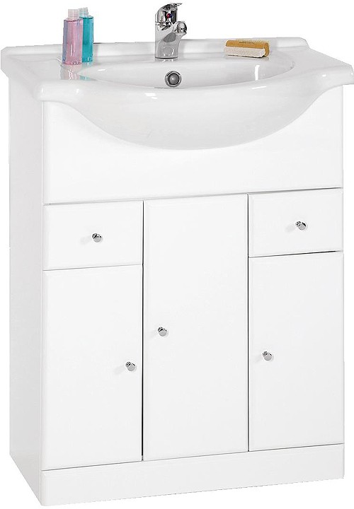 Additional image for 650mm Contour Vanity Unit with drawers and one piece ceramic basin.
