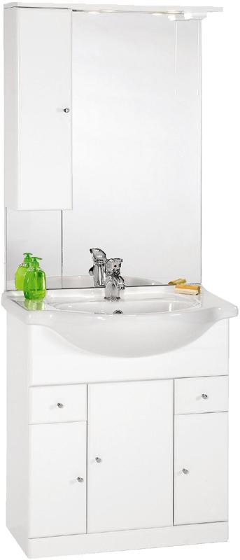 Additional image for 750mm Contour Vanity Unit with ceramic basin, mirror and cabinet.