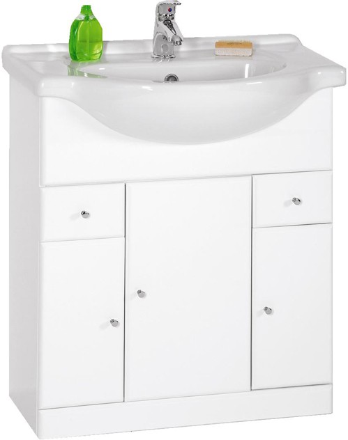 Additional image for 750mm Contour Vanity Unit with drawers and one piece ceramic basin.