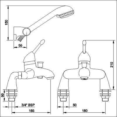 Additional image for Single lever Bath Shower mixer including kit