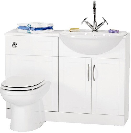 Additional image for White bathroom furniture suite, right handed.  1110x810x300mm.